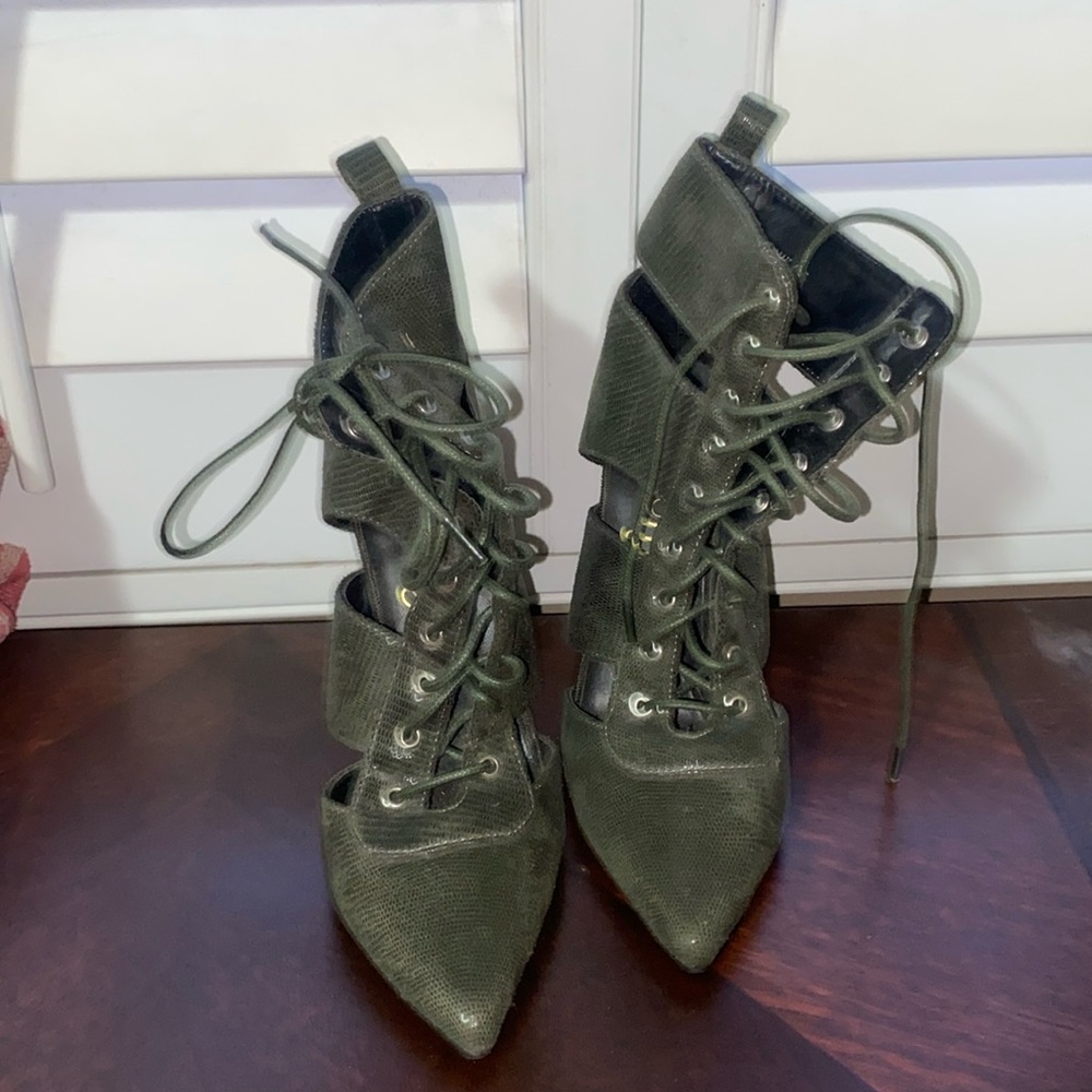 So Me lace up heel booties.